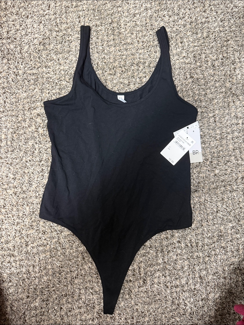 bp Black Scoop Neck Thong Bodysuit - Sleeveless